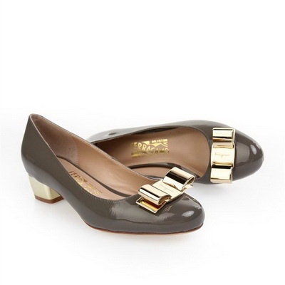 Ferragamo Shallow mouth Block heel Shoes Women--036
